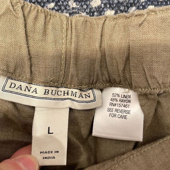 Dana Buchman Lightweight Linen Blend Crochet Hem Pull-On Crop Pants Size Large - Picture 6 of 7